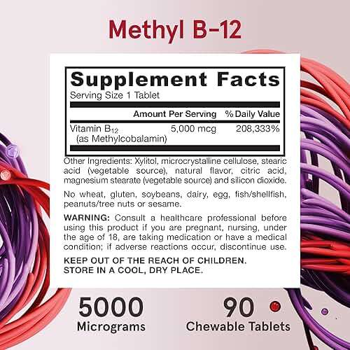 Jarrow Formulas Maximum Strength Methyl B-12 5000 mcg Dietary Supplement - 90 Cherry Chewable Tablets - Bioactive Vitamin B-12 - Supports Cellular Energy Production, Sleep & Brain Health (Pack of 12) - Image 6