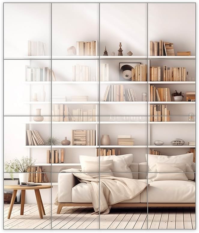 Dulles Glass - Wall Mirrors, 12''x 10'' Glass Wall Mirror Tiles (16 PCS), Large Full Body Mirror for Home Gym, Bedroom, Door, Bathroom, Frameless Mirror Tiles (Glass - 12'' x 10'' - 16PCS) - Product Image