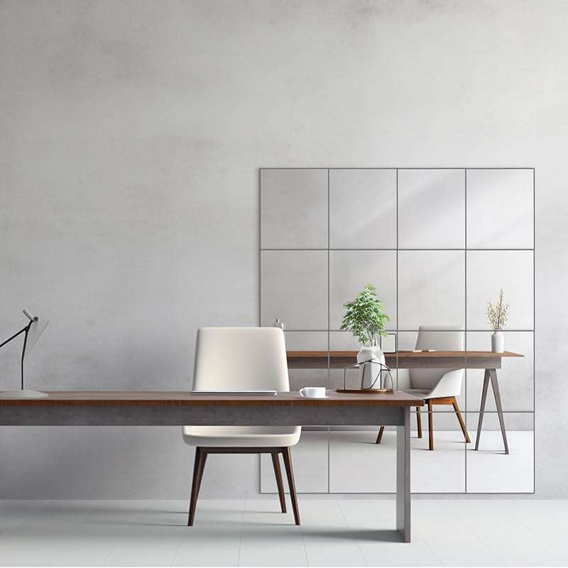 Dulles Glass - Wall Mirrors, 12''x 10'' Glass Wall Mirror Tiles (16 PCS), Large Full Body Mirror for Home Gym, Bedroom, Door, Bathroom, Frameless Mirror Tiles (Glass - 12'' x 10'' - 16PCS) - Image 2