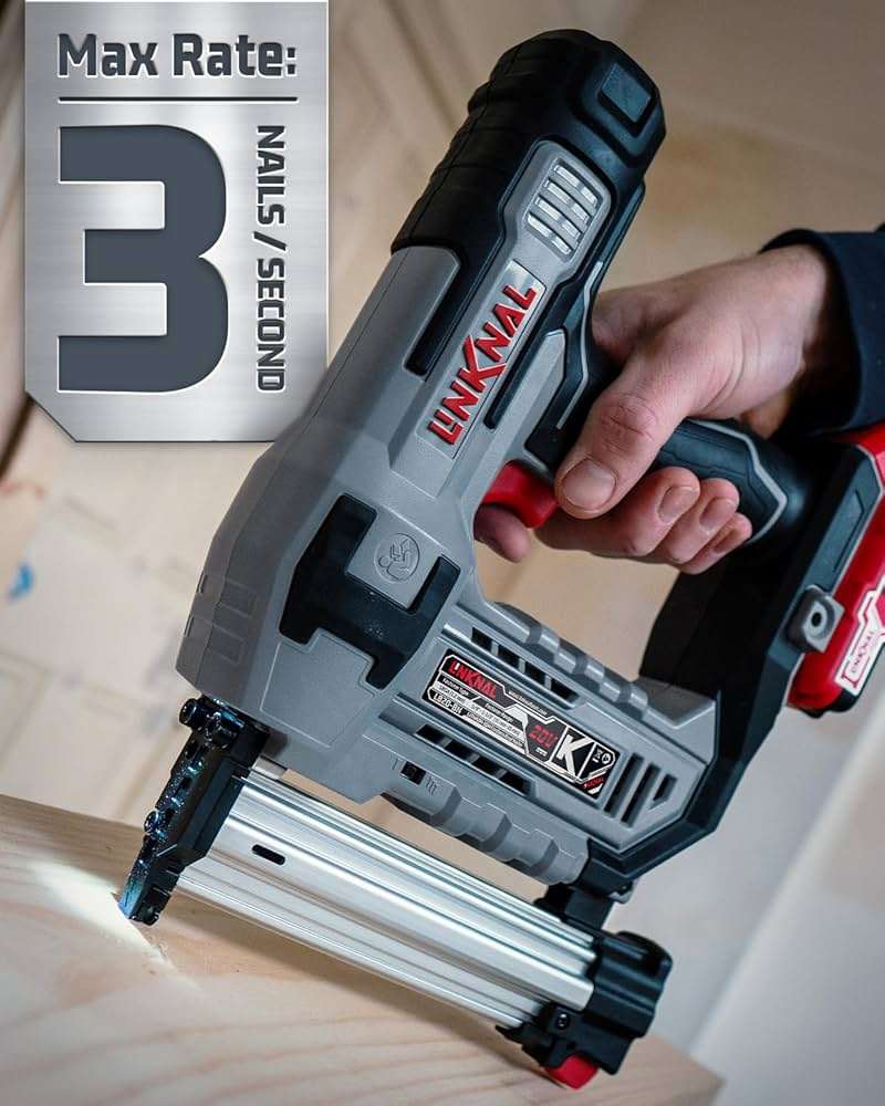 Electric Nail Gun, LINKNAL Cordless Brad Nailer Battery Powered,18 Gauge, 2×20V MAX Li-ion Batteries, Charger and 1000 Nails Included (L820-BN) - Image 2