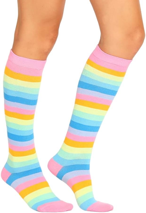 SYYWLYAP Striped Knee High Socks for Women Outdoor Sport Athletic Stripe Casual Tube Socks - Product Image