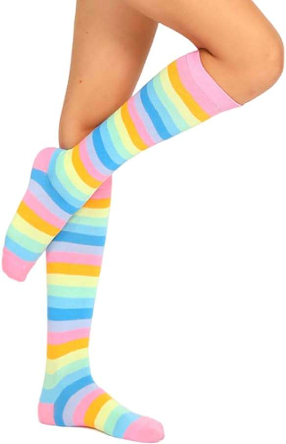 SYYWLYAP Striped Knee High Socks for Women Outdoor Sport Athletic Stripe Casual Tube Socks - Image 2