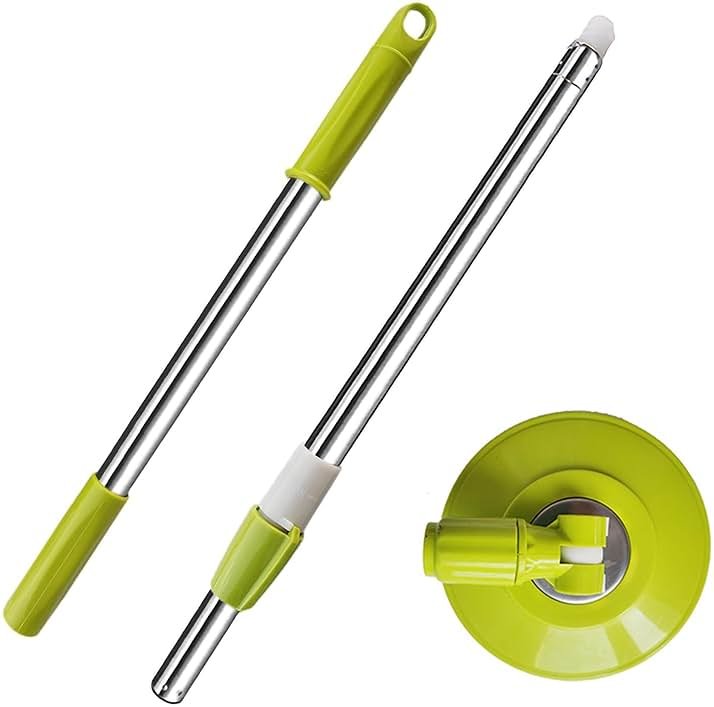 Midremer Spin Mop Replacement Mop Handle, 49-inch 360 Degrees Rotating Telescopic Replacement Mop Stick with Reinforced Plastic Disc for Spin Mop Bucket Cleaning System (Plastic Disc, Green) - Product Image