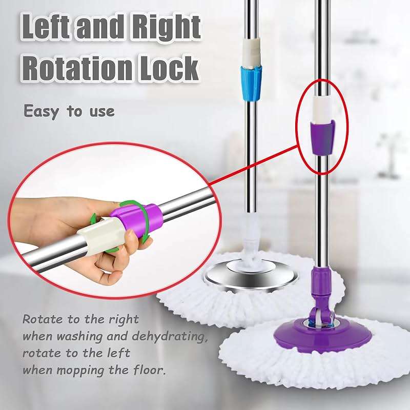 Midremer Spin Mop Replacement Mop Handle, 49-inch 360 Degrees Rotating Telescopic Replacement Mop Stick with Reinforced Plastic Disc for Spin Mop Bucket Cleaning System (Plastic Disc, Green) - Image 5