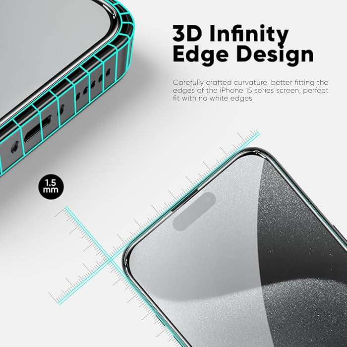 FLOLAB NanoArmour ONETIME PRO for iPhone 15 Pro Privacy Screen Protector, Anti-Reflective, 3D Edge-to-Edge, Anti-Spy Tempered Glass, Reinforced Edges, Durable, Smooth, Easy Install, Dust-Free - Image 3