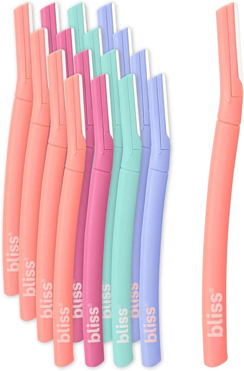 Bliss Stainless Steel Disposable Dermaplaning Tools | Facial Exfoliator and Eyebrow Razor to Dermaplane Peach Fuzz - 2 Pack -16 count - Image 1