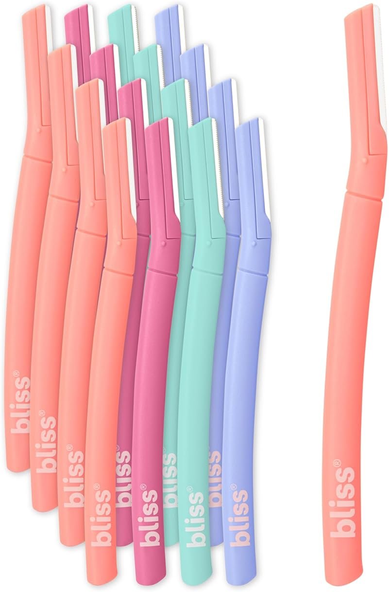 Bliss Stainless Steel Disposable Dermaplaning Tools | Facial Exfoliator and Eyebrow Razor to Dermaplane Peach Fuzz - 2 Pack -16 count - Product Image