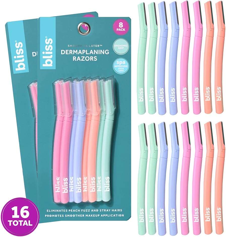 Bliss Stainless Steel Disposable Dermaplaning Tools | Facial Exfoliator and Eyebrow Razor to Dermaplane Peach Fuzz - 2 Pack -16 count - Image 6