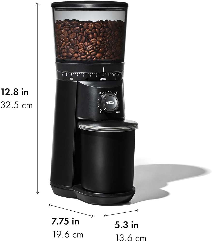 OXO Brew Conical Burr Grinder - Matte Black, Stainless Steel Burrs, One-Touch Automatic Smart Grind - Image 3