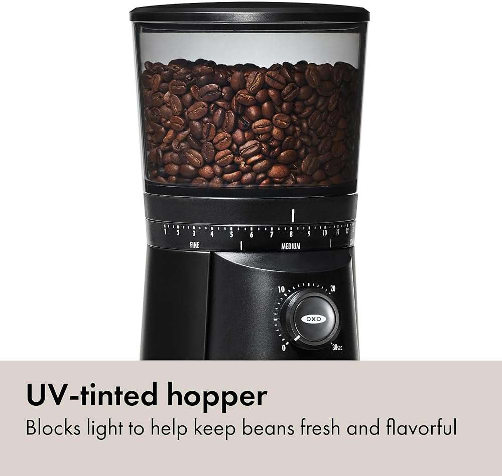 OXO Brew Conical Burr Grinder - Matte Black, Stainless Steel Burrs, One-Touch Automatic Smart Grind - Image 6