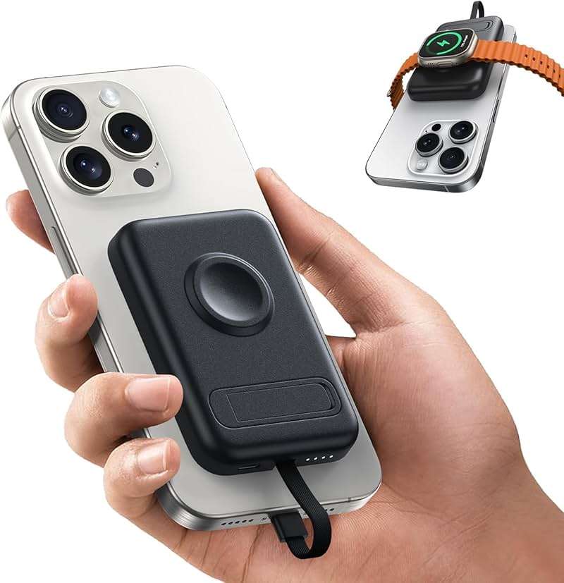 Portable Charger for Apple Watch with Built-in Cable USB-C,5200 mAh Small Power Bank Battery Pack for Apple Watch Series Ultra 9 8 7 6 Se 5 4 3 2,Compatible with iPhone17 16 15 Pro Max Galaxy and More - Image 1