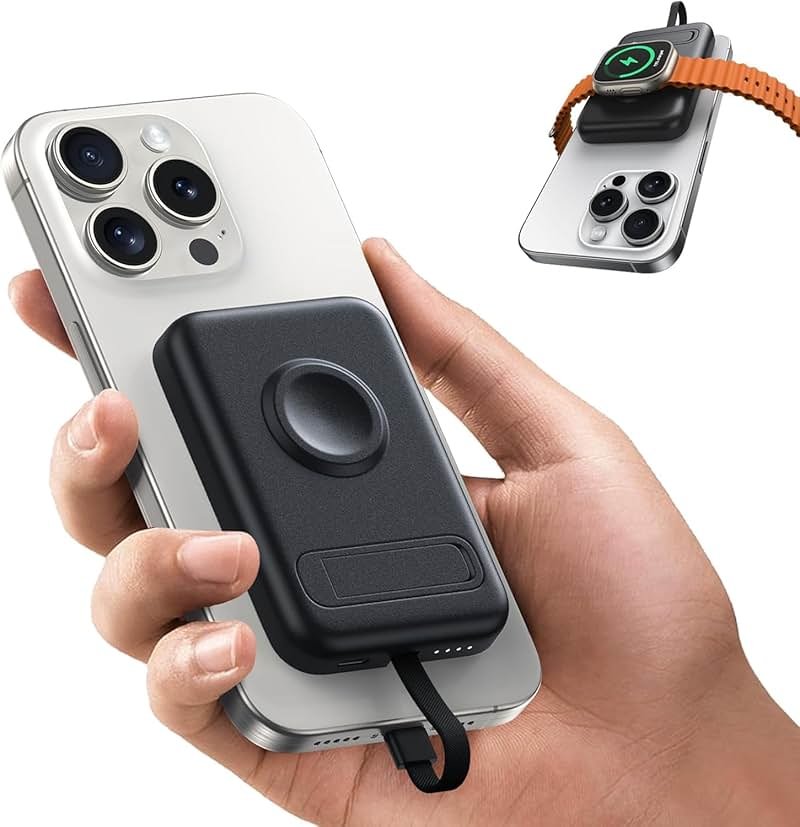 Portable Charger for Apple Watch with Built-in Cable USB-C,5200 mAh Small Power Bank Battery Pack for Apple Watch Series Ultra 9 8 7 6 Se 5 4 3 2,Compatible with iPhone17 16 15 Pro Max Galaxy and More - Product Image