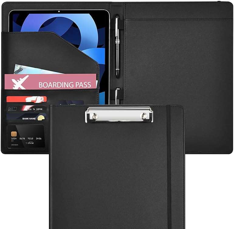 Padfolio with Clipboard Pacific Mailer Clipboard Notebook Resume Portfolio Folder Legal Document Organizer Legal Pad Holder for Interview School Business Office Conference - Image 1