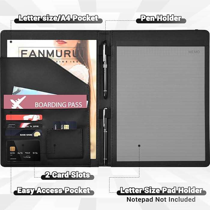 Padfolio with Clipboard Pacific Mailer Clipboard Notebook Resume Portfolio Folder Legal Document Organizer Legal Pad Holder for Interview School Business Office Conference - Image 3