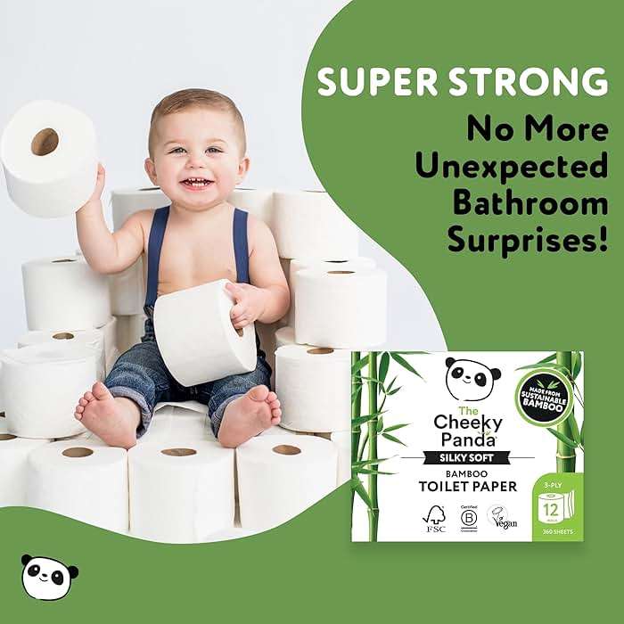 The Cheeky Panda Bamboo Toilet Paper Bulk | 12 Family Sized Rolls with 360 Soft Sheets Each (4320 Sheets) | Super Strong 3 Ply Biodegradable Toilet Paper - Image 6