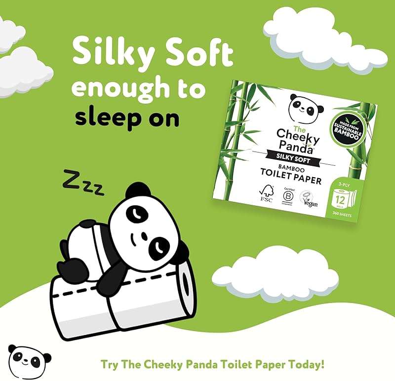 The Cheeky Panda Bamboo Toilet Paper Bulk | 12 Family Sized Rolls with 360 Soft Sheets Each (4320 Sheets) | Super Strong 3 Ply Biodegradable Toilet Paper - Image 7