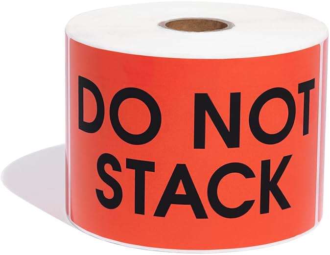 Aegis Adhesives - 3" X 5" Red Do Not Stack Stickers for Shipping and Moving Boxes - Warning Labels with Permanent Adhesive (1 Roll, 500/Roll) - Image 1