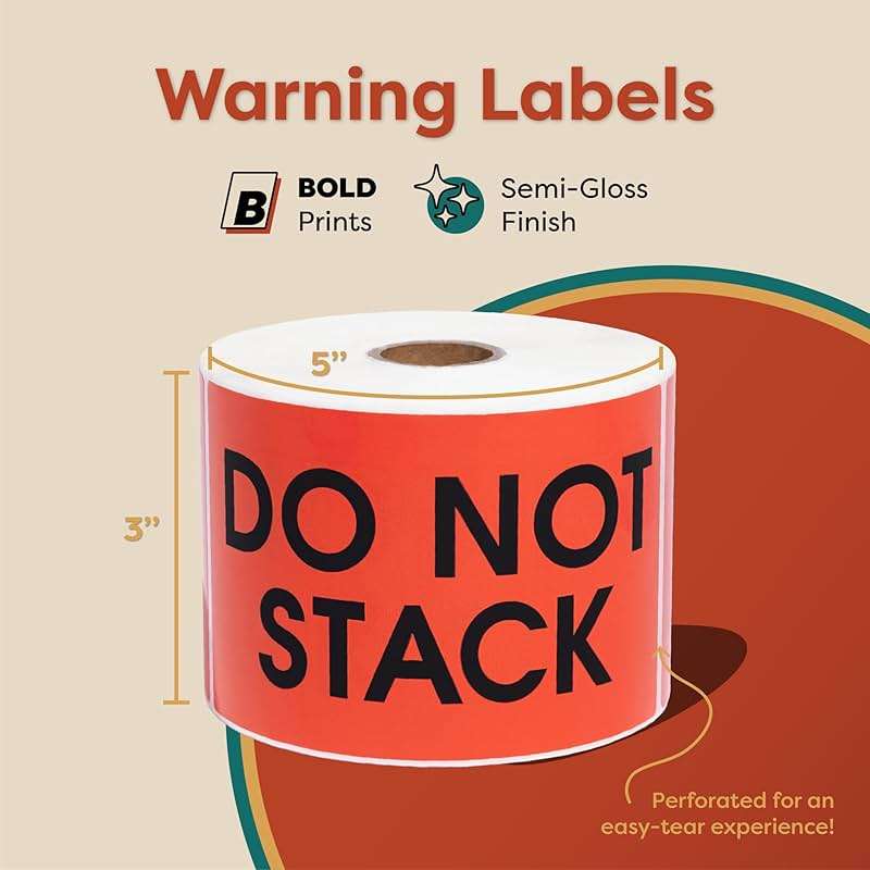 Aegis Adhesives - 3" X 5" Red Do Not Stack Stickers for Shipping and Moving Boxes - Warning Labels with Permanent Adhesive (1 Roll, 500/Roll) - Image 3