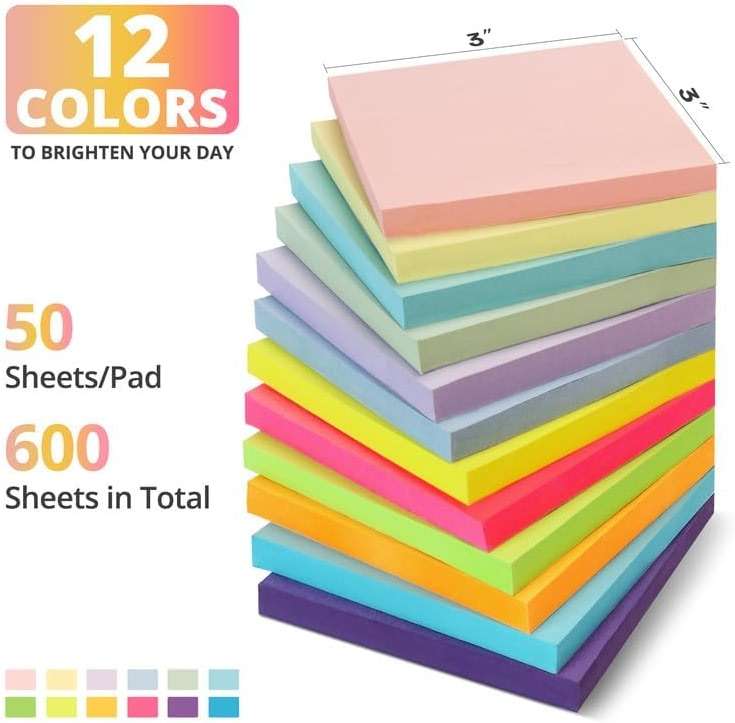 Sticky Notes, 12 Pads, 3x3 inches, Soft Pastel Self-Stick Note Pads, Perfect for Office, Study, and Daily Life Organization - Soft Pastel - Image 4