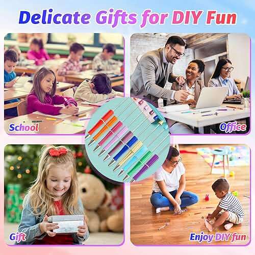 DASTTUIS 150 Pieces DIY Beadable Pen Kit – 50 Plastic Ballpoint Pens with Refills & Bags, Beads Not Included – School Supplies, Office Accessories & Craft Gifts for Students & Teachers (Multicolor) - Image 7