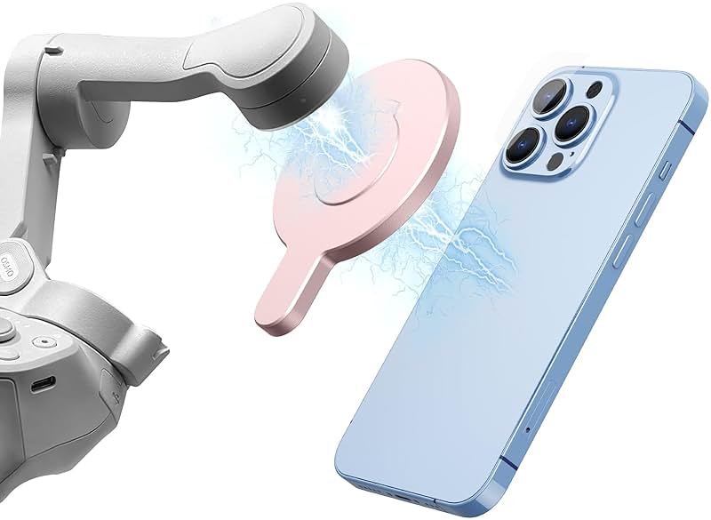 Aerbeis Magnetic Phone Clamp for DJI, Adapter Mount for Gimbal Stabilizer Osmo Mobile 8P 8 7 7P SE 6 5 4, for DJI OM Quick Release Mount Accessories Fit for Magsafe iPhone Android Smartphone - Product Image