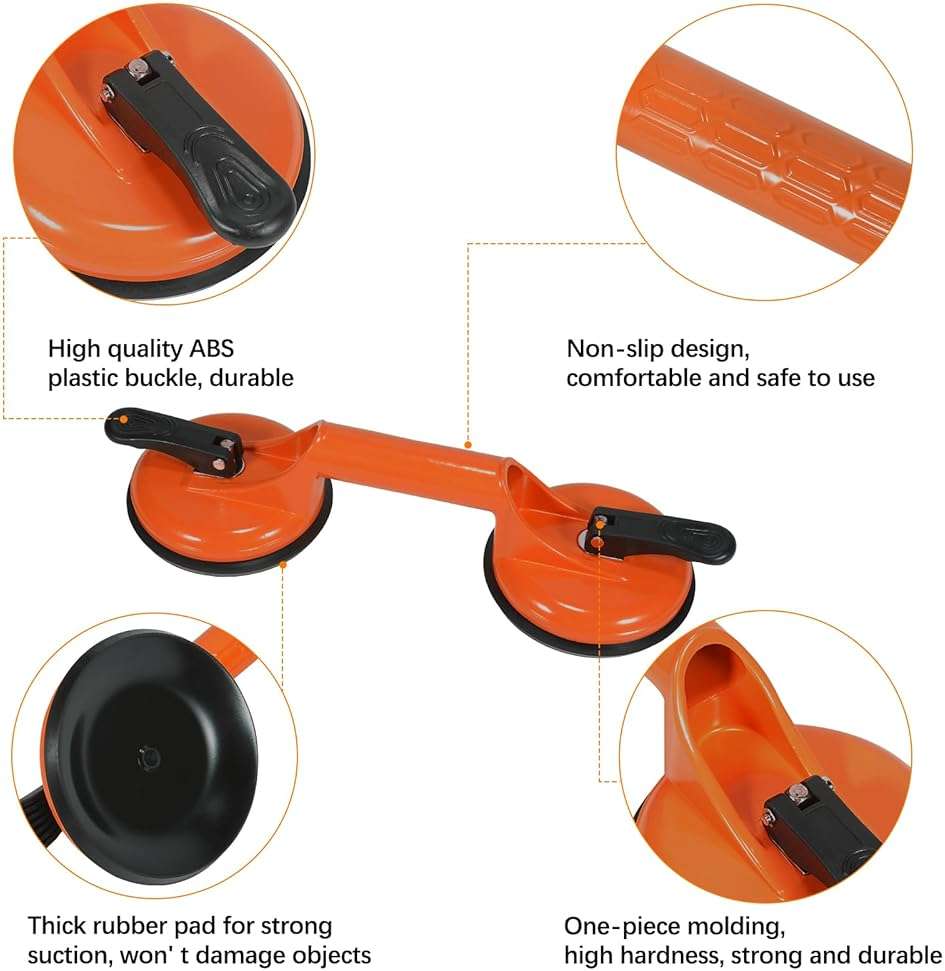 Floor Gap Fixer Tool for Laminate Floor Gap Repair Includes Heavy Duty Aluminum Suction Cup and Fiberglass Handle Rubber Mallet (Can't Use on Scraped Surface Floor) - Orange Kit - Image 7