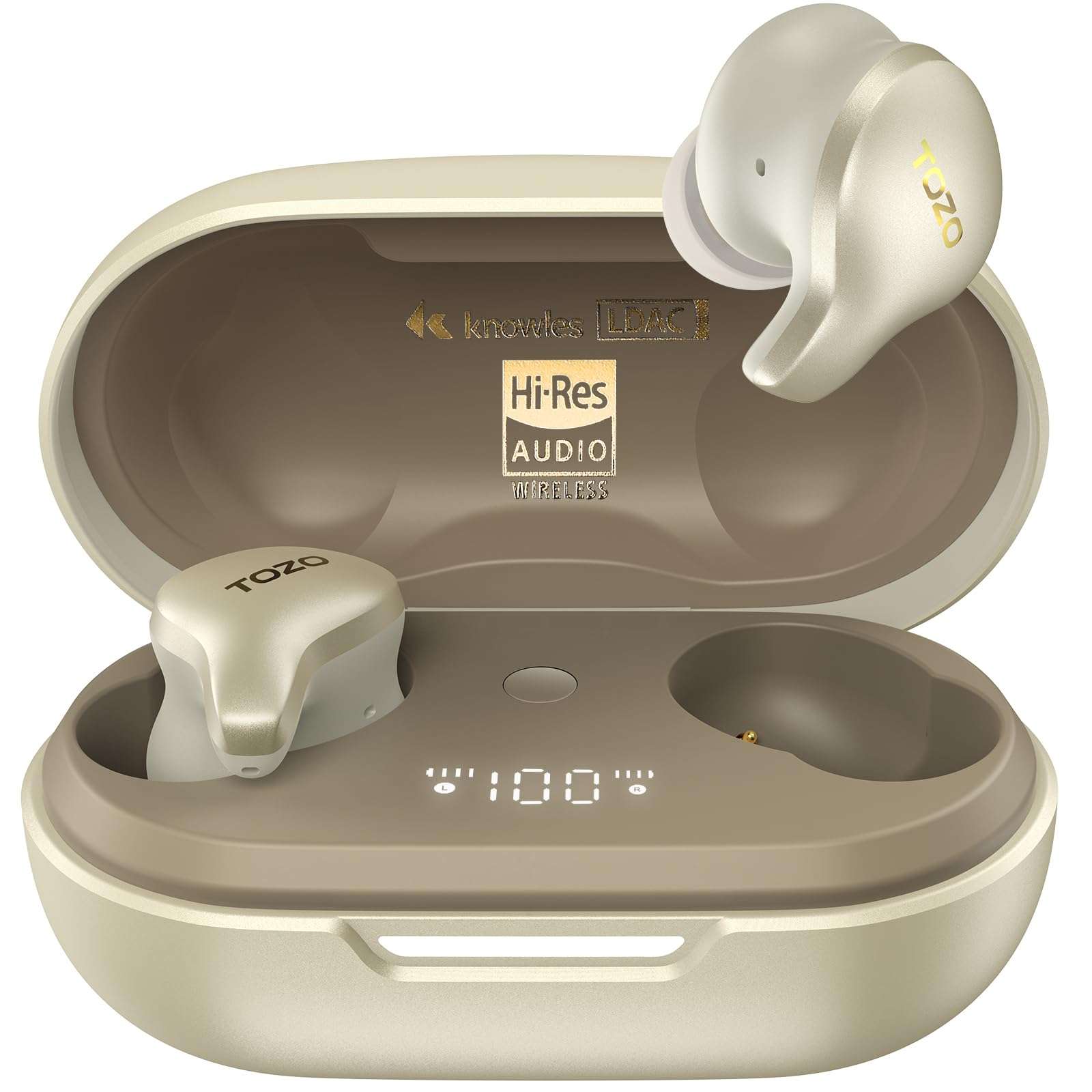 TOZO Golden X1 Wireless Earbuds Balanced Armature Driver and Hybrid Dynamic Driver, Bluetooth Headphones OrigX Pro, LDAC & Hi-Res Audio Wireless, Noise Cancellation Headset Champagne - Image 1