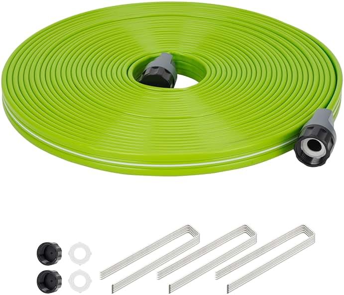 Sprinkler Soaker Hose 50FT with Holes, Garden Watering Hose with Stakes, Drip Hose Sprinkler, Efficient Saving Water for Lawn Garden and Yard, Leakproof - Product Image