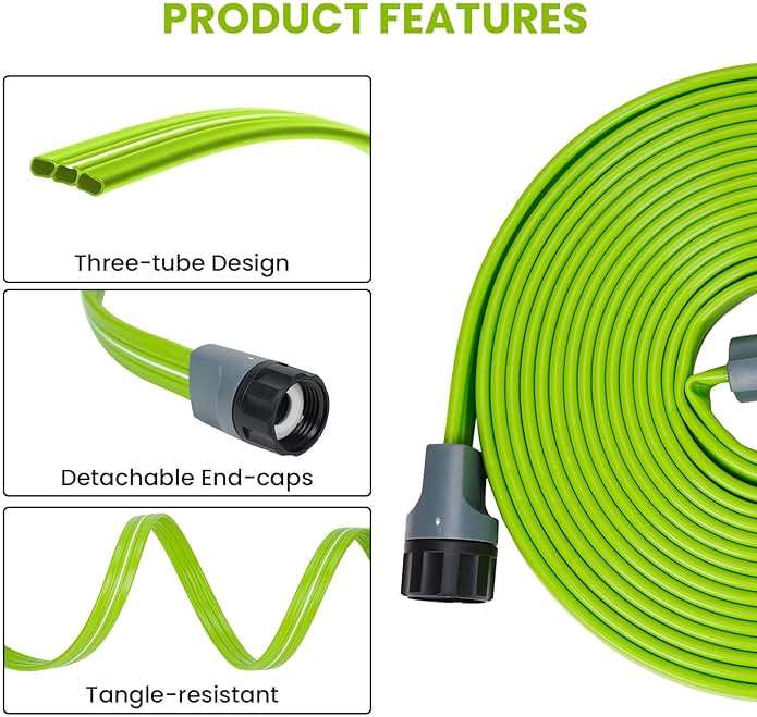 Sprinkler Soaker Hose 50FT with Holes, Garden Watering Hose with Stakes, Drip Hose Sprinkler, Efficient Saving Water for Lawn Garden and Yard, Leakproof - Image 3