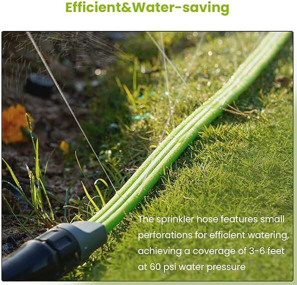 Sprinkler Soaker Hose 50FT with Holes, Garden Watering Hose with Stakes, Drip Hose Sprinkler, Efficient Saving Water for Lawn Garden and Yard, Leakproof - Image 5