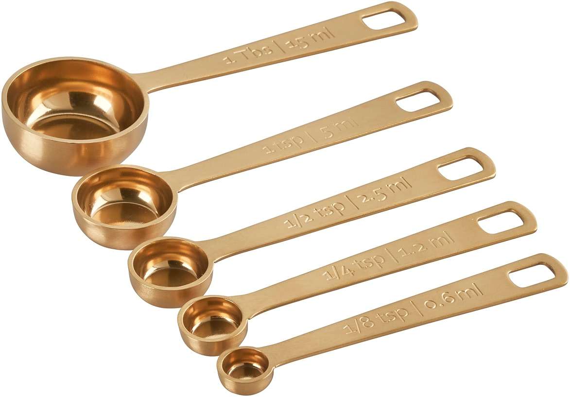 Le Creuset Stainless Steel Measuring Spoons, Gold Finish, Set of 5 | Set includes: 1/8, 1/4, 1/2 and 1 Tsps, and 1 Tb - Image 4