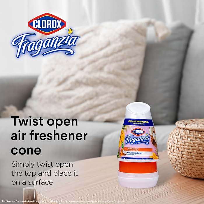 Clorox Fraganzia Gel Air Freshener Cone, Hawaiian Escape Scent - No-Plug, Battery-Free Air Freshener for Small Rooms, Closets, Kitchens, Bathrooms, Offices and More, 6 Ounce - Image 5