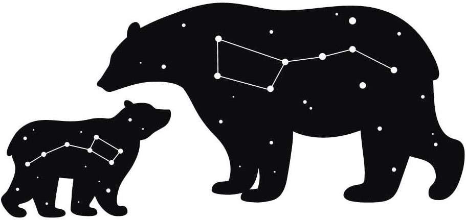 Dark Spark Decals Ursa Major and Minor, Bear Pair Stars 4 inch Black Indoor Outdoor Vinyl Decal - Image 1
