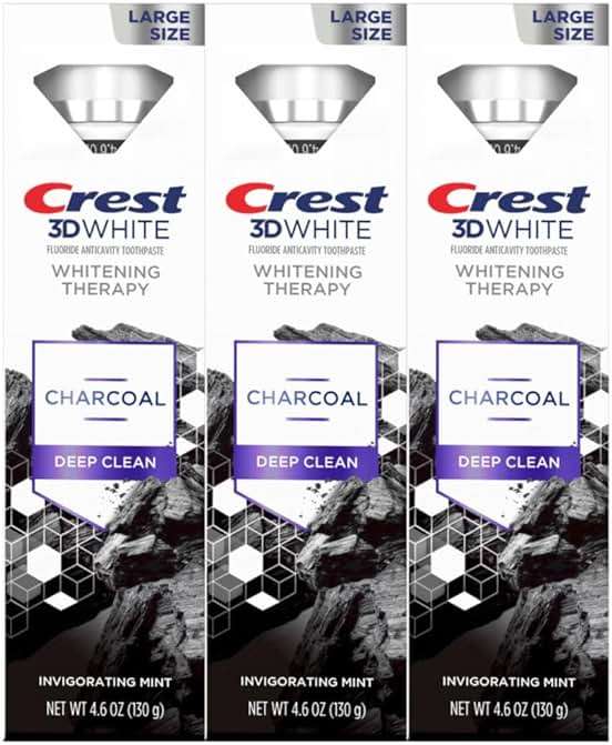 Crest 3D White Whitening Therapy Charcoal Deep Clean Invigorating Mint Teeth Whitening Toothpaste, 4.6 oz Pack of 3, Anticavity Fluoride Toothpaste, Gently Brightens Teeth, Strengthens Enamel - Image 7