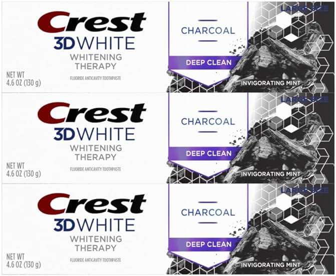 Crest 3D White Whitening Therapy Charcoal Deep Clean Invigorating Mint Teeth Whitening Toothpaste, 4.6 oz Pack of 3, Anticavity Fluoride Toothpaste, Gently Brightens Teeth, Strengthens Enamel - Image 8