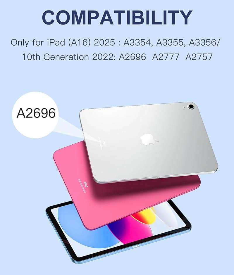 Harvopu Compatible for iPad 11th 10th Generation Case with Keyboard, Folio Cover with Pencil Holder, Multi-Touch Trackpad, 7 Color Backlit, Detachable Keyboard for iPad (A16) 11th/10th Gen (Navy Blue) - Image 2