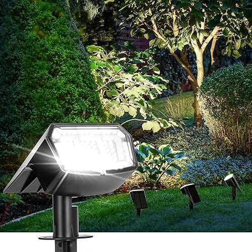 AUDERWIN Solar Spot Lights Outdoor Waterproof 4 Pack IP65, 63 LED 3 Lighting Modes Spotlights for Yard Garden House Garage Pathway - Product Image