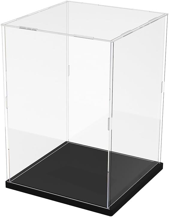 Choowin Acrylic Display Case for Lego Cat 21349, R2D2 75308, Transformers Soundwave 10358, Thickened Clear Acrylic Display Cases for Collectibles, Assemble Dustproof Display Box (Black) - Product Image
