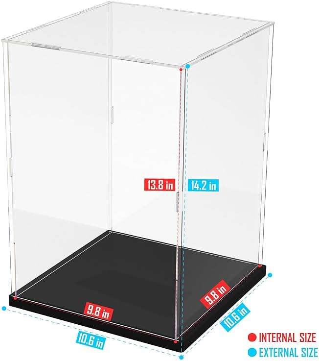 Choowin Acrylic Display Case for Lego Cat 21349, R2D2 75308, Transformers Soundwave 10358, Thickened Clear Acrylic Display Cases for Collectibles, Assemble Dustproof Display Box (Black) - Image 3