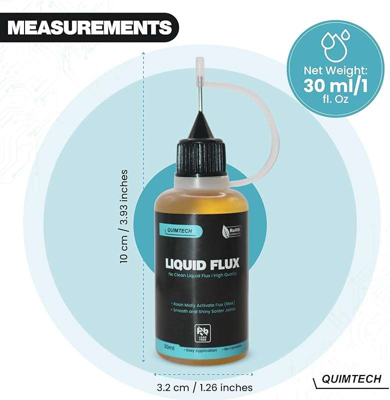 Liquid Solder Flux Dropper (30 ml/1 Oz.) I RMA Liquid Solder Flux I Soldering Flux I Electrical Solder I No Clean Liquid Flux I Rosin Flux I Soldering Flux for Electronics I Lead Free Liquid Solder I - Image 2
