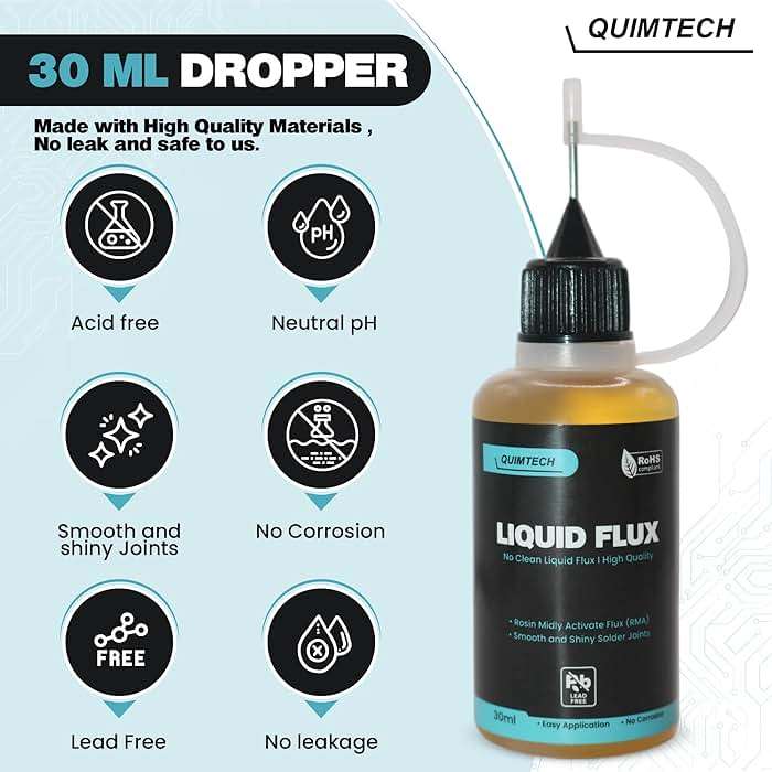 Liquid Solder Flux Dropper (30 ml/1 Oz.) I RMA Liquid Solder Flux I Soldering Flux I Electrical Solder I No Clean Liquid Flux I Rosin Flux I Soldering Flux for Electronics I Lead Free Liquid Solder I - Image 4