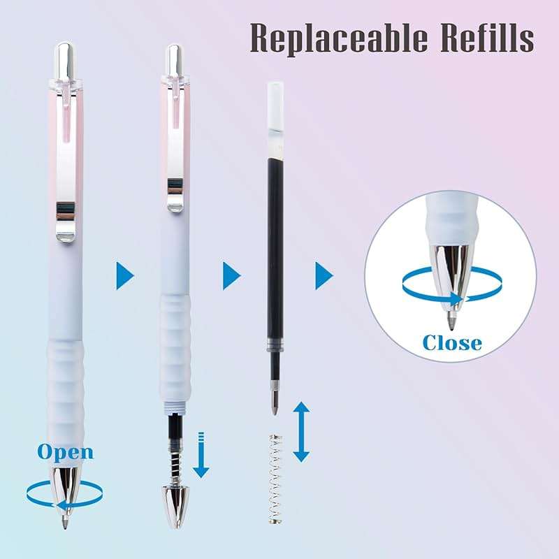 Aisibeiger Gel Pens Fine Point 0.7mm Black Ink Gel Pen Retractable Cute Pens for Smooth Writing School Office Supplies, Pack of 18 - Image 7