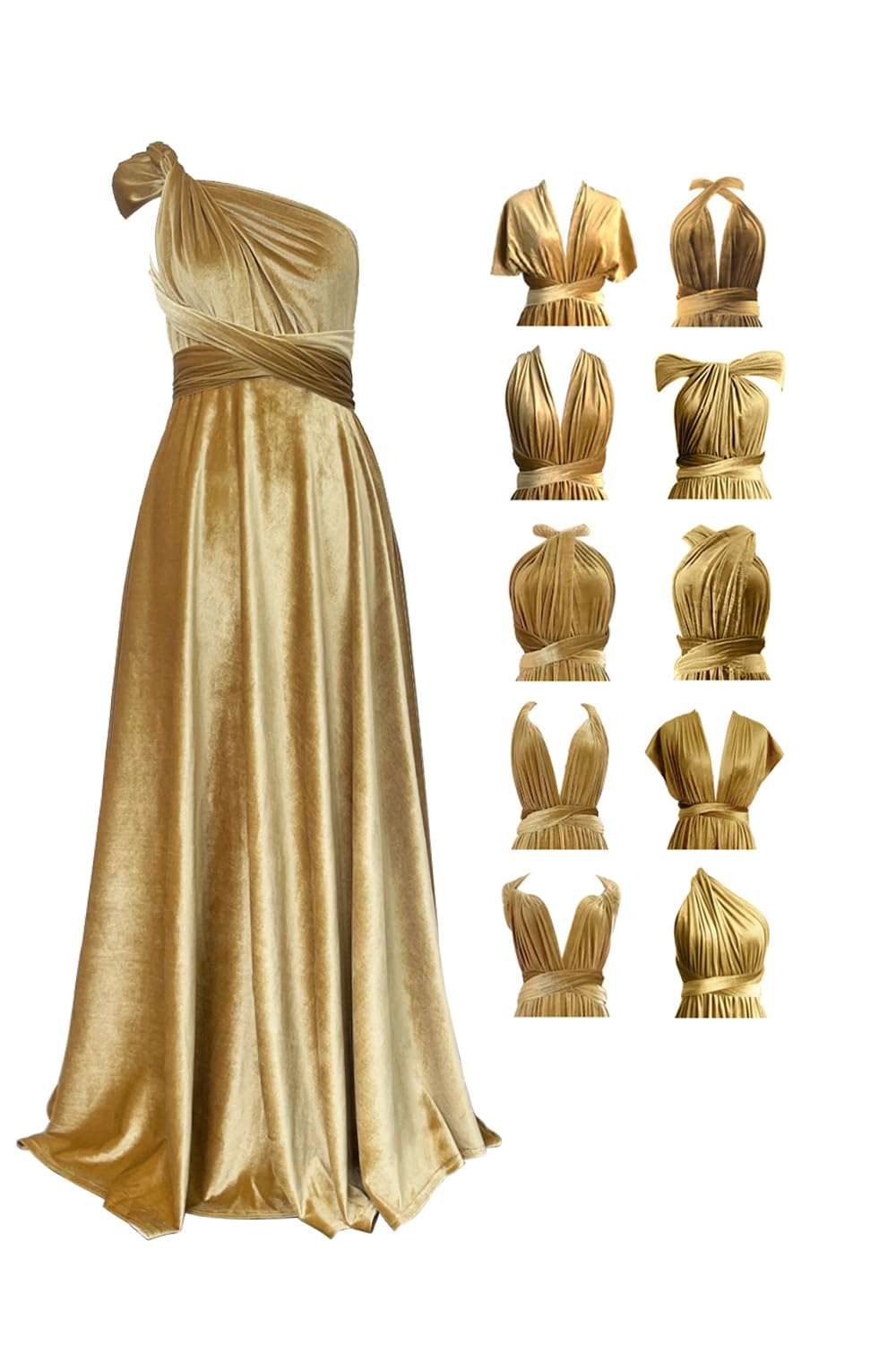Velvet Infinity Dress with Bandeau, Convertible Bridesmaid Dresses, Multiway Wrap Maxi Long Formal Wedding Guest Dress - Image 1