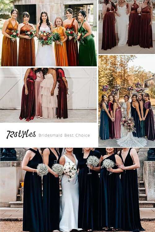 Velvet Infinity Dress with Bandeau, Convertible Bridesmaid Dresses, Multiway Wrap Maxi Long Formal Wedding Guest Dress - Image 5