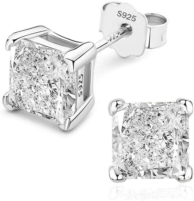 925 Sterling Silver 2-4 Carat Lab Simulation-Diamond Stud Earrings 5A Cubic Zirconia Stud Earrings Hypoallergenic White Gold Plated, Perfect Jewelry Gifts - Image 1
