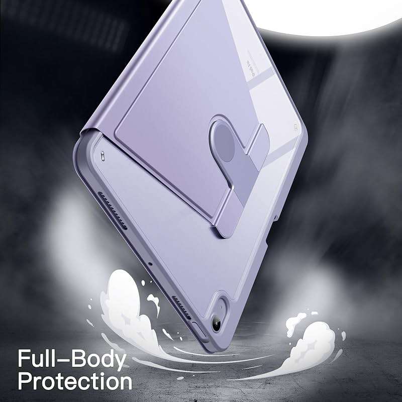 JETech Rotating Case ONLY for iPad Air 11-Inch M4/M3/M2 (2026/2025/2024), iPad Air 5/4 (2022/2020 5th/4th Generation 10.9-Inch), 360 Degree Rotation Protective Stand Cover Clear Back (Purple) - Image 4