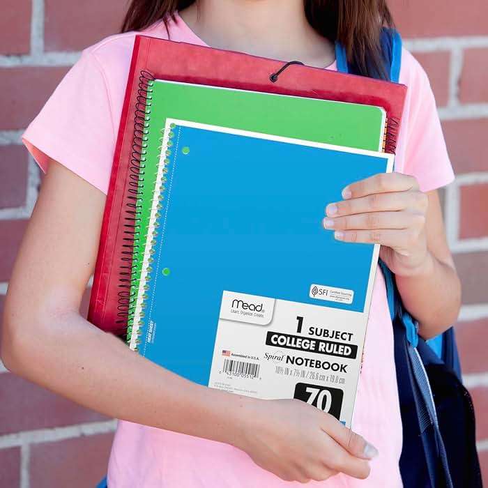 Mead Spiral Notebook, 6 Pack, 1 Subject, College Ruled Paper, 7-1/2" x 10-1/2", 70 Sheets per Notebook, Assorted Bright Colors (830050-ECM) - Image 2