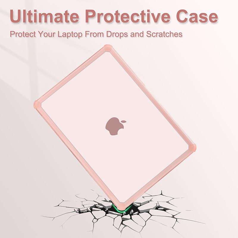 MOSISO Compatible with MacBook Air 13 inch Case M5 2026 M4 2025 M3 M2 2024-2022 A3449 A3240 A3113 A2681,3 in 1 Kit Crack-Resistant Heavy Duty Protective Plastic Hard Case with TPU Bumper, Pink - Image 3