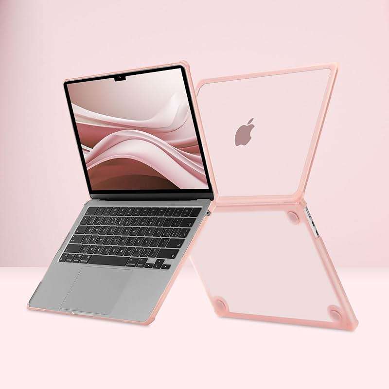 MOSISO Compatible with MacBook Air 13 inch Case M5 2026 M4 2025 M3 M2 2024-2022 A3449 A3240 A3113 A2681,3 in 1 Kit Crack-Resistant Heavy Duty Protective Plastic Hard Case with TPU Bumper, Pink - Image 4