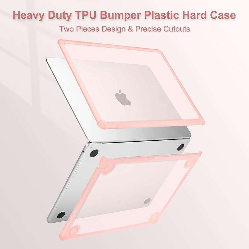 MOSISO Compatible with MacBook Air 13 inch Case M5 2026 M4 2025 M3 M2 2024-2022 A3449 A3240 A3113 A2681,3 in 1 Kit Crack-Resistant Heavy Duty Protective Plastic Hard Case with TPU Bumper, Pink - Image 5